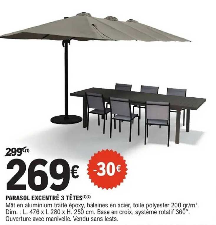 PARASOL EXCENTRÉ 3 TÊTES(2)(3)