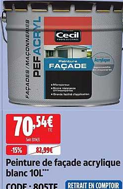 Peinture de façade acrylique blanc 10L**