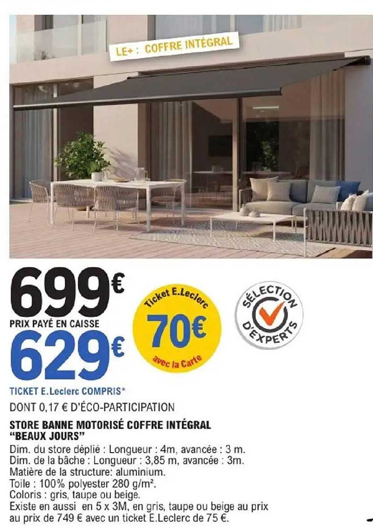 Store Banne Coffre Integral Brico Depot