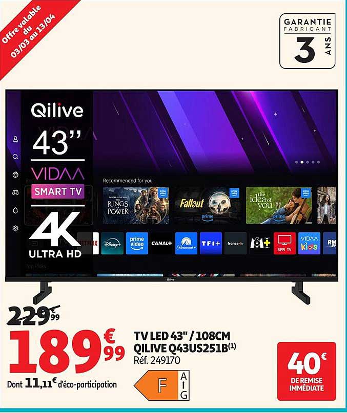 TV LED 43" / 108CM QILIVE Q43US251B