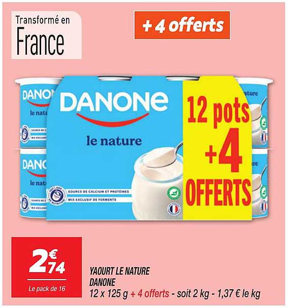 Prix Yaourt Nature Danone