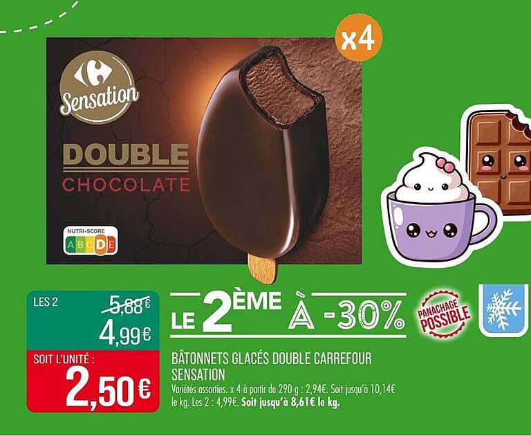 Bâtonnets glacés Double Carrefour Sensation
