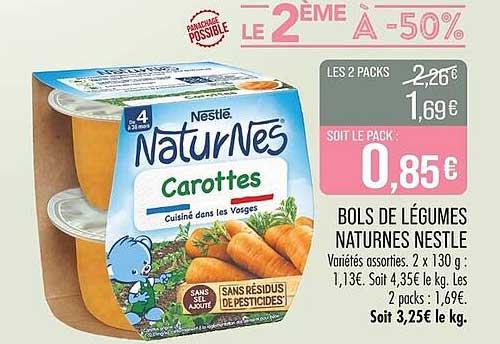 BOLS DE LÉGUMES NATURNES NESTLÉ CAROTTES