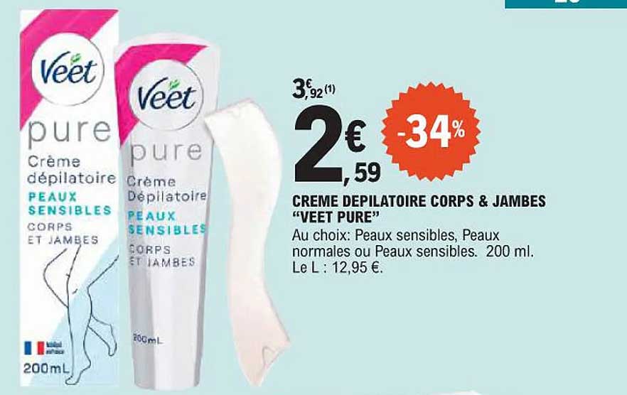 CREME DEPILATOIRE CORPS & JAMBE “VEET PURE”