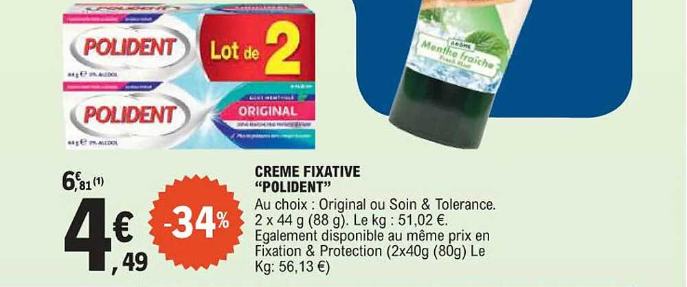 CRÈME FIXATIVE "POLIDENT"