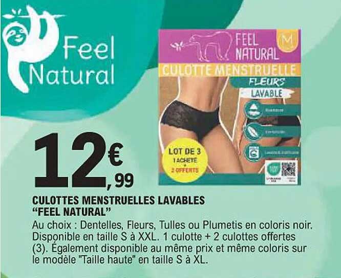CULOTTES MENSTRUELLES LAVABLES "FEEL NATURAL"