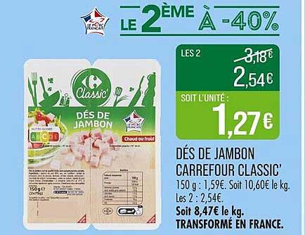 DÉS DE JAMBON CARREFOUR CLASSIC’
