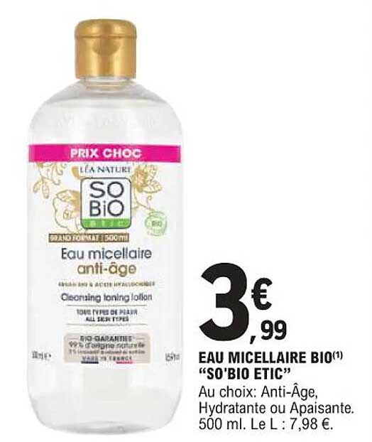 EAU MICELLAIRE BIO(1) "SO'BIO ETIC"