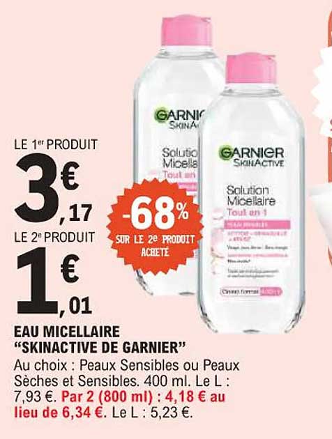 EAU MICELLAIRE "SKINACTIVE DE GARNIER"