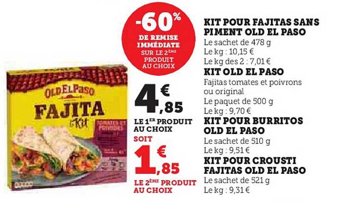 KIT POUR FAJITAS SANS PIMENT OLD EL PASO