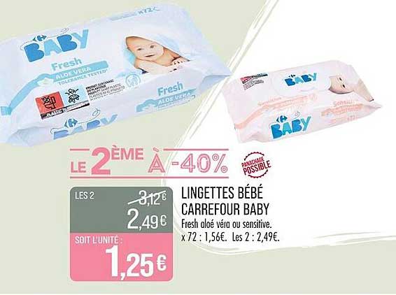 LINGETTES BÉBÉ CARREFOUR BABY