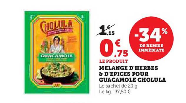 MELANGE D'HERBES & D'ÉPICES POUR GUACAMOLE CHOLULA