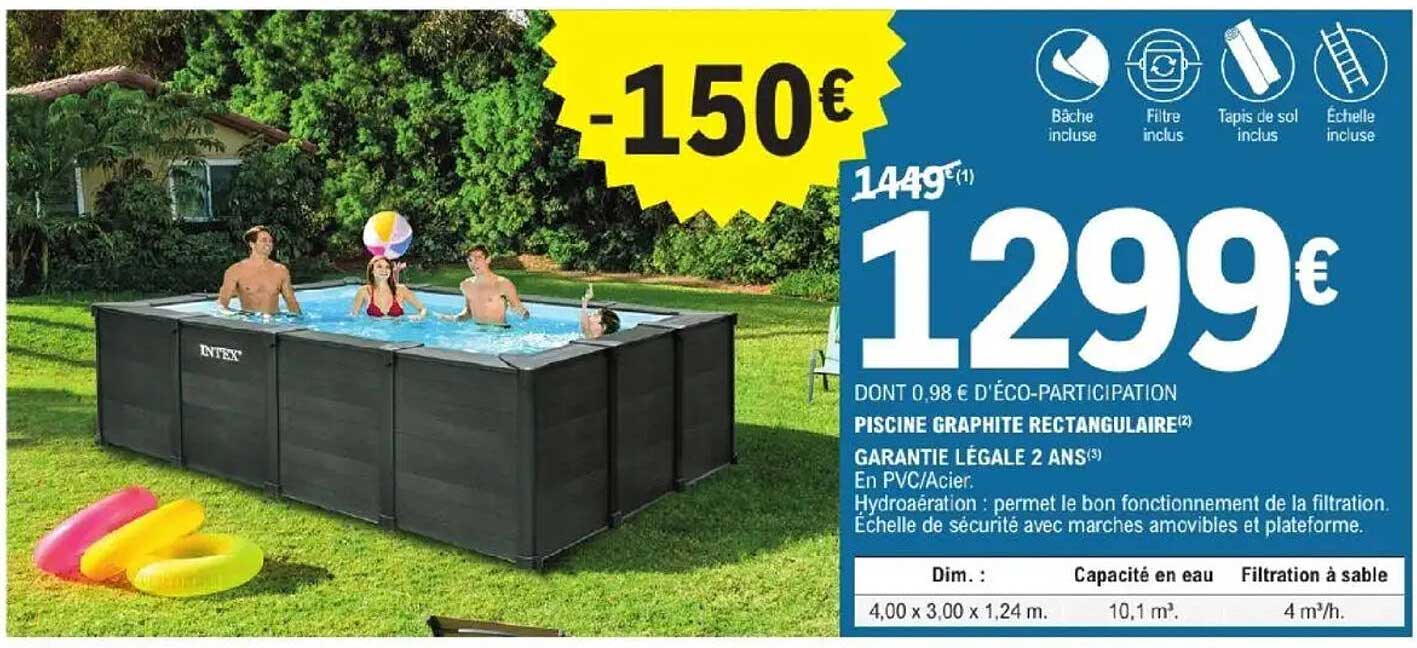 Piscine graphite rectangulaire