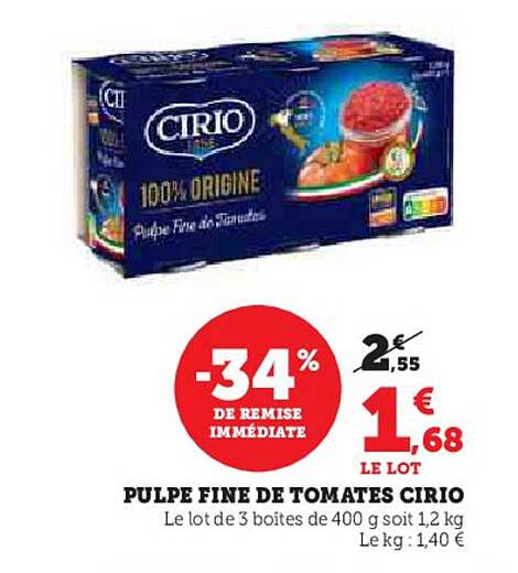 PULPE FINE DE TOMATES CIRIO
