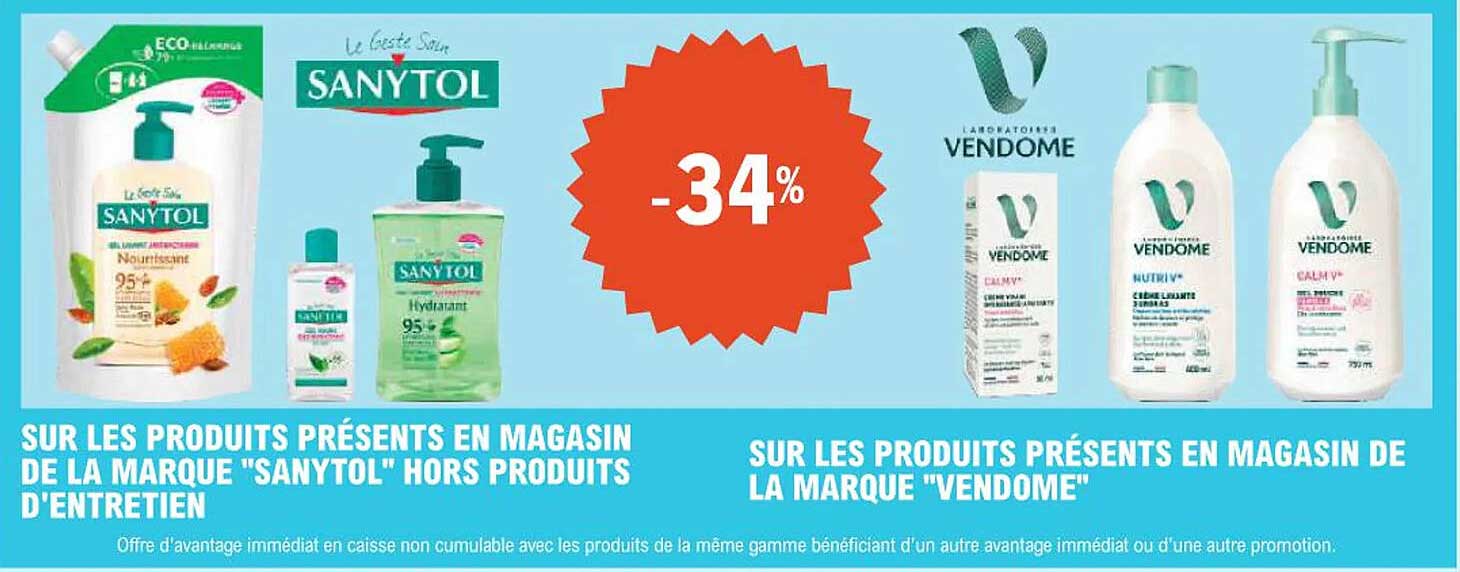 SUR LES PRODUITS PRÉSENTS EN MAGASIN DE LA MARQUE "SANYTOL" HORS PRODUITS D'ENTRETIEN