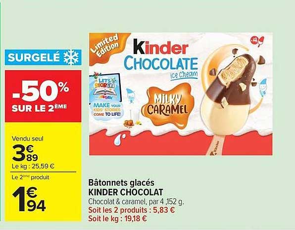 Bâtonnets glacés KINDER CHOCOLAT