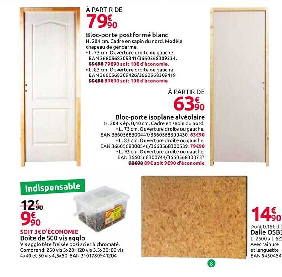 Bloc-porte postformé blanc