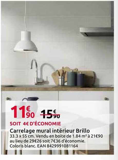 Carrelage mural intérieur Brillo