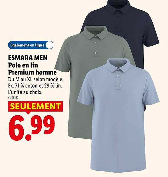 ESMARA MEN Polo en lin Premium homme