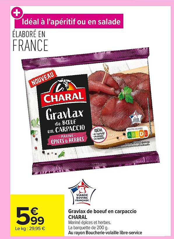 Gravlax de boeuf en carpaccio CHARAL