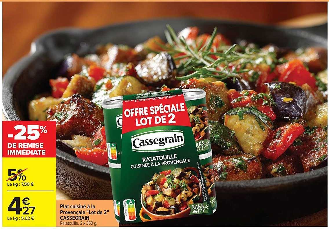 OFFRE SPÉCIALE LOT DE 2 Cassegrain Ratatouille cuisinée à la provençale
