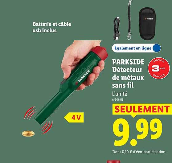 PARKSIDE Détecteur de métaux sans fil