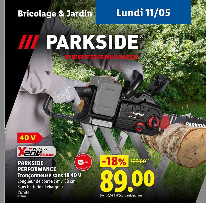 PARKSIDE PERFORMANCE Tronçonneuse sans fil 40 V