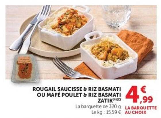 ROUGAIL SAUCISSE & RIZ BASMATI OU MAFÉ POULET & RIZ BASMATI ZATIK