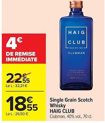 Single Grain Scotch Whisky HAIG CLUB Clubman, 40% vol., 70 cl.