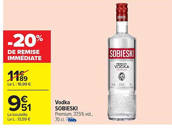 Vodka SOBIESKI Premium, 37,5% vol., 70 cl.