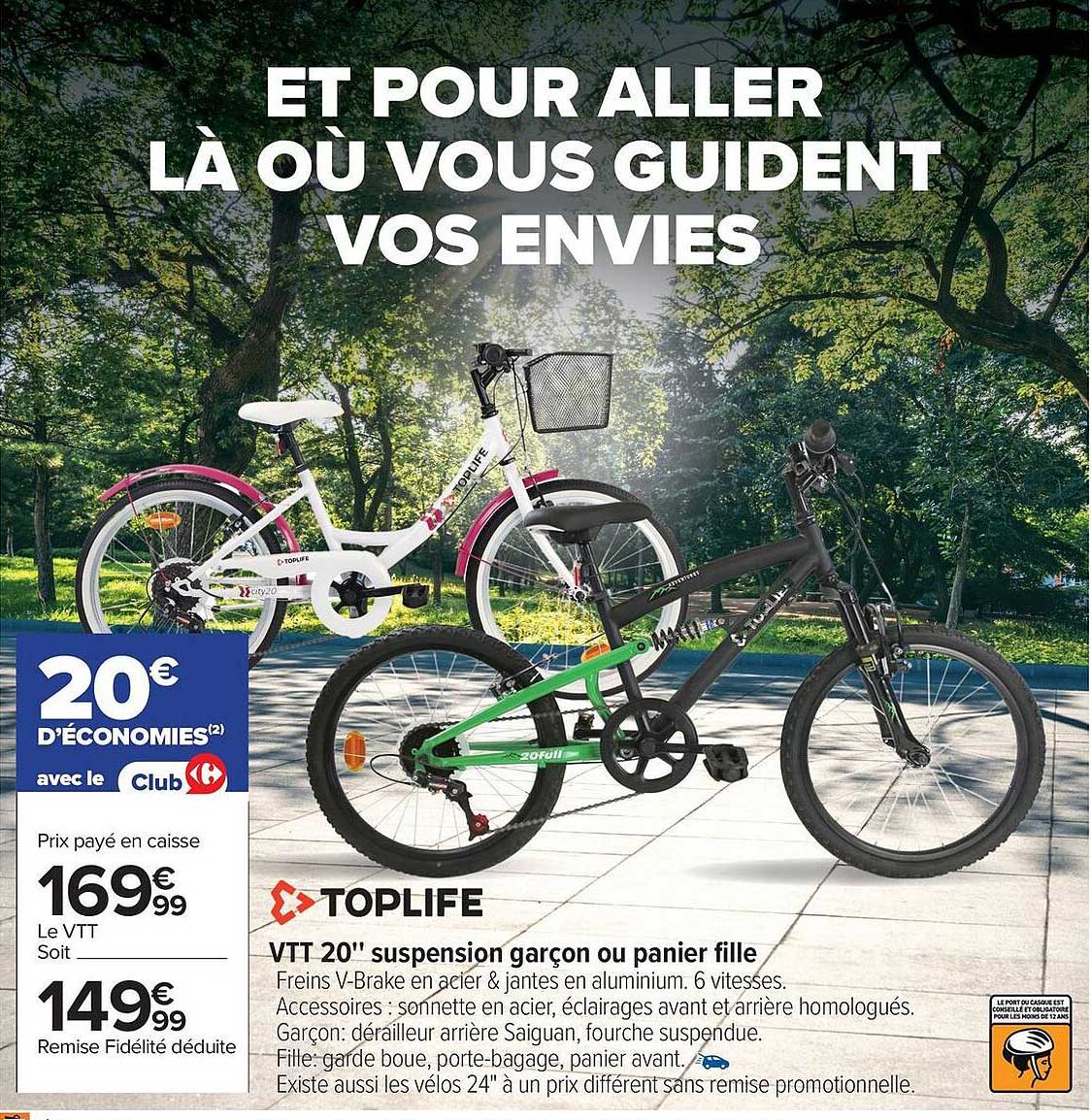 VTT 20'' suspension garçon ou panier fille