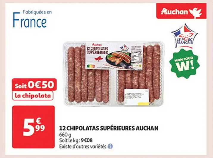 12 CHIPOLATAS SUPÉRIEURES AUCHAN