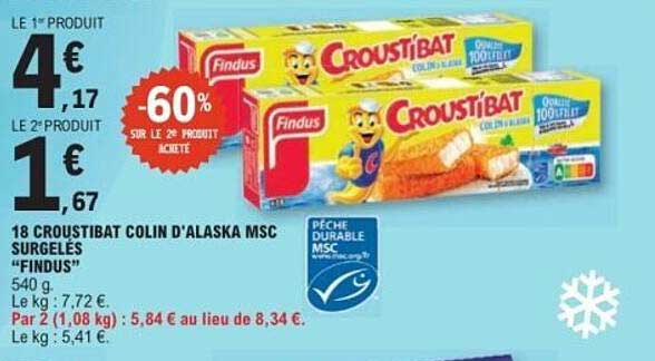 18 CROUSTIBAT COLIN D'ALASKA MSC SURGELÉS "FINDUS"