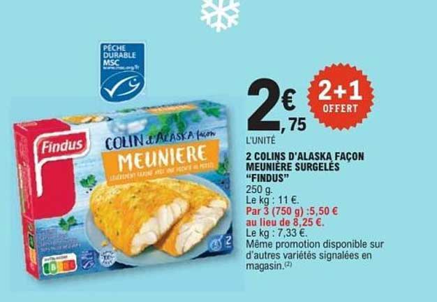 2 COLINS D'ALASKA FAÇON MEUNIÈRE SURGELÉS "FINDUS"