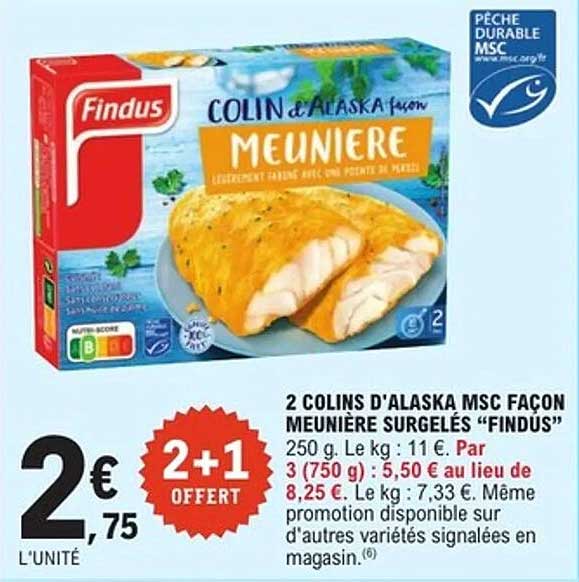 2 COLINS D'ALASKA MSC FAÇON MEUNIÈRE SURGELÉS "FINDUS"