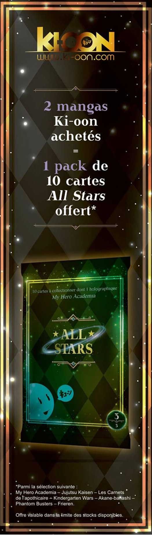 2 mangas Ki-oon achetés = 1 pack de 10 cartes All Stars offert