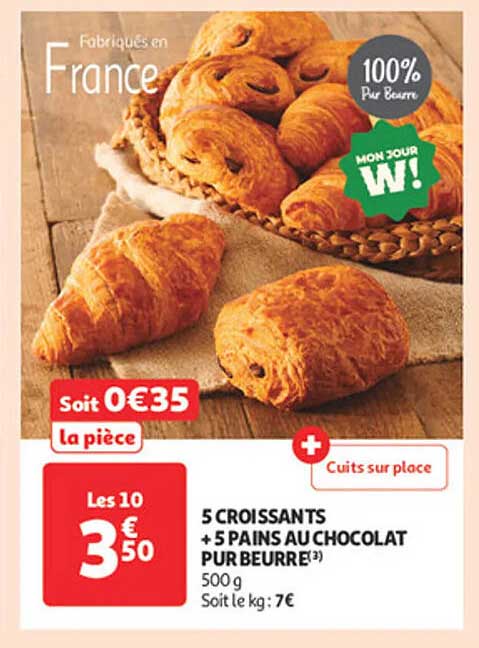 5 CROISSANTS + 5 PAINS AU CHOCOLAT PUR BEURRE