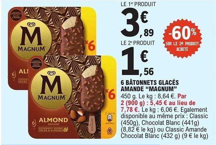 6 Bâtonnets Glacés Amande "Magnum"