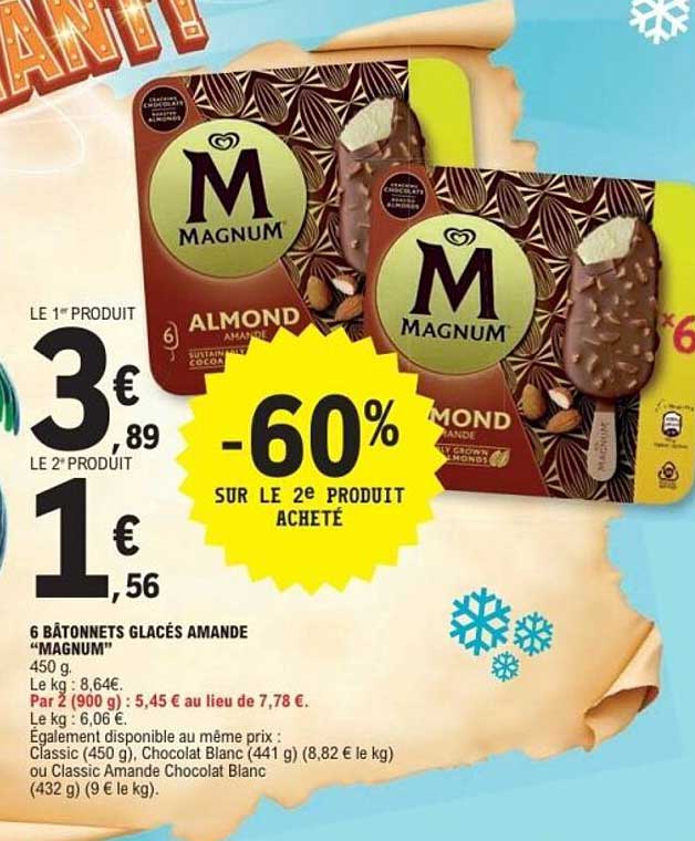 6 BÂTONNETS GLACÉS AMANDE "MAGNUM"