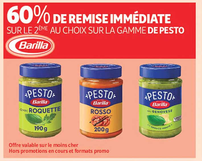 60% DE REMISE IMMÉDIATE SUR LE 2ÈME AU CHOIX SUR LA GAMME DE PESTO