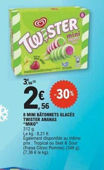 8 MINI BÂTONNETS GLACÉS TWISTER ANANAS “MIKO”
