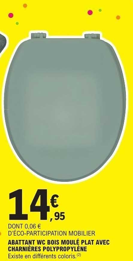 ABATTANT WC BOIS MOULÉ PLAT AVEC CHARNIÈRES POLYPROPYLÈNE