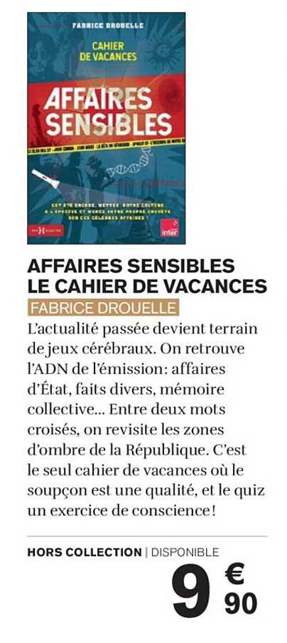 AFFAIRES SENSIBLES LE CAHIER DE VACANCES