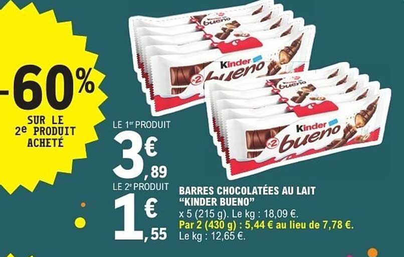 BARRES CHOCOLATÉES AU LAIT “KINDER BUENO”