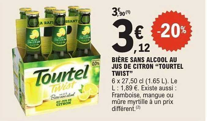 BIÈRE SANS ALCOOL AU JUS DE CITRON "TOURTEL TWIST"