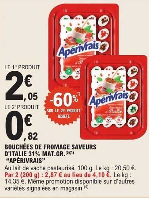 Bouchées de fromage saveurs d'Italie 31% Mat.Gr. "Aperivrais"