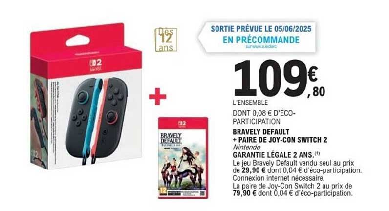 BRAVELY DEFAULT + PAIRE DE JOY-CON SWITCH 2
