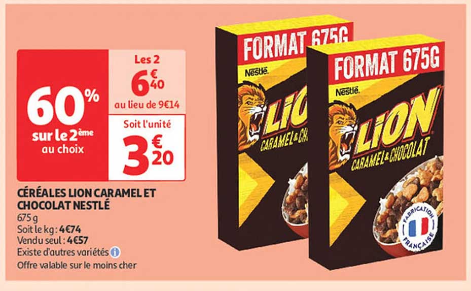 Céréales Lion Caramel et Chocolat Nestlé 675 g