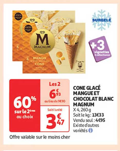 CONE GLACÉ MANGUE ET CHOCOLAT BLANC MAGNUM