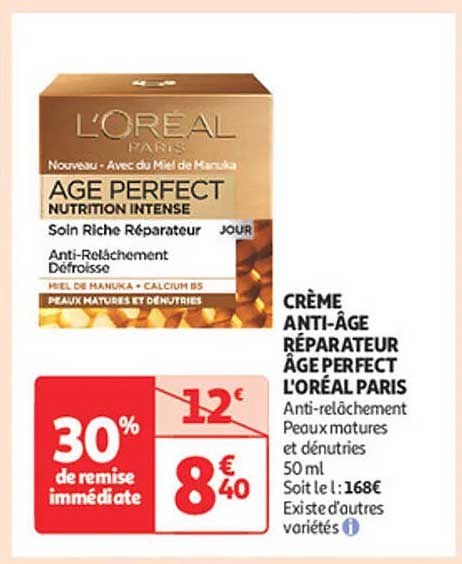 CRÈME ANTI-ÂGE RÉPARATEUR ÂGE PERFECT L'ORÉAL PARIS